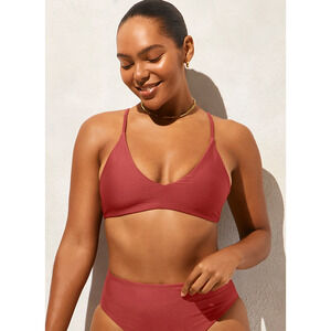 J Crew Lana Bikini Top Classic Sculpt M NWT Carolina Clay Red Swim CI681 J.Crew